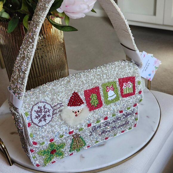 Viral Beaded Christmas, Santa, Holiday Handbag - Picture 2 of 6